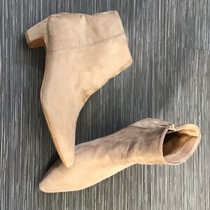 Women's Taupe Suede Pointed Ankle Booties